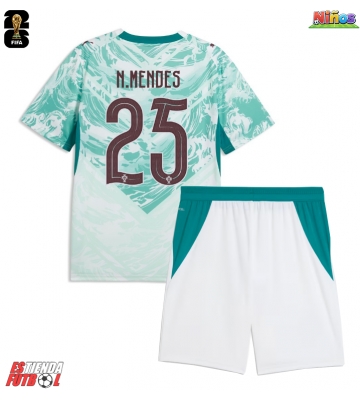 Portugal Nuno Mendes #25 Segunda Equipación Niños Mundial 2026 Manga Corta (+ Pantalones cortos)